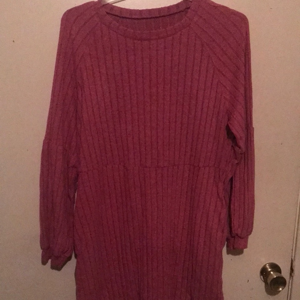 Cozy Pink Ribbed Sweater Dress
